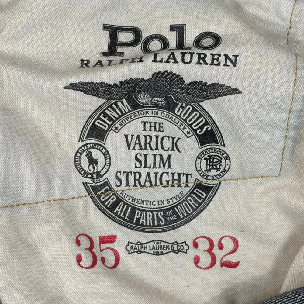 Polo Ralph Lauren Varick Slim Straight Jeans Mens 35x32 Blue Denim RN41381